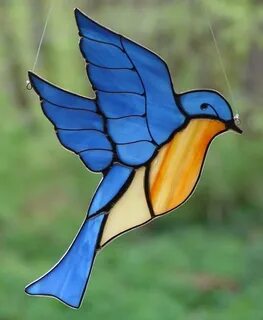 Stained Glass Bluebird of Happiness Sun Catcher Stained glas