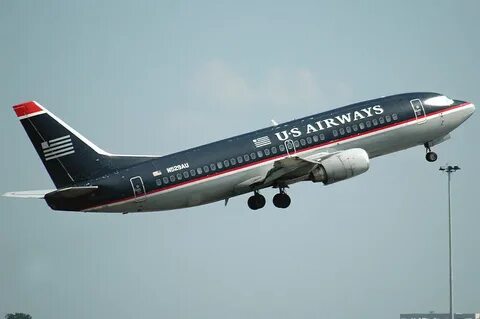 Philadelphia Bound US Airways Boeing 737-300 lifts of the . 