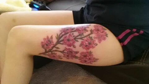 My very own Cherry blossom thigh tattoo. Thigh tattoo, Butte