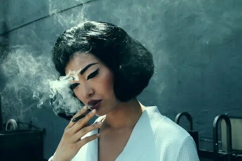 Asian woman smoke