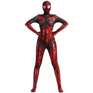 Women's Venom Spider-man Cosplay Sexy Red Cosplay Zentai Bod