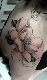 Pink Magnolia Flower Tattoo Idea for Women - (30 Pics) Men f