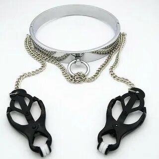 Metall Halsband mit Brustklammern Brustklammern Fetisch & SM