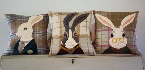 White Rabbit Junior Tweed Cushion Sewing cushions, Rabbit cu