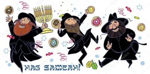 Funny Happy Hanukkah greeting card. Vector illustration Stoc