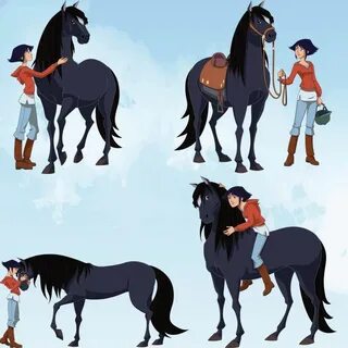 Léna and Mistral Horse cartoon, Horse animation, Horse drawi