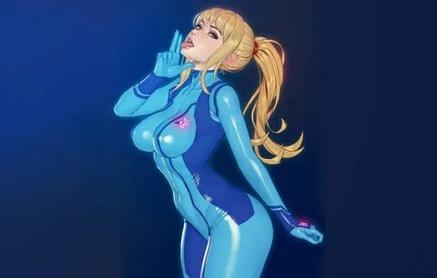 Фото обои девушка, фантастика, арт, блондинка, sexy, bodysuit, Samus Aran, ...