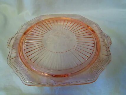 Beautiful Pink Glass Depression Glass Cake plate Ribbed with