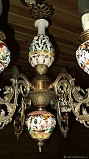 Винтаж: Антикварная люстра, в стиле Каподимонте, 6 светильни