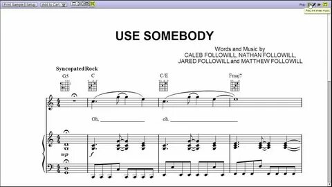 "Use Somebody" by Kings of Leon - Piano Sheet Music (Teaser)