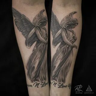 Angel statue tattoo Тату