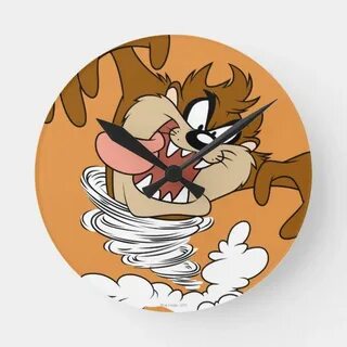 TAZ ™ Whirling Tornado Round Clock Zazzle.com Taz, Classic c