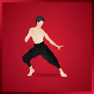 Kung fu fighter in fighting stance Vector Image - 1604584 St