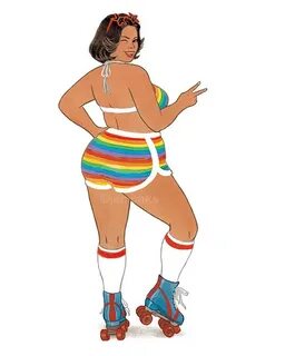 Roller Girl Curvy Pinup Print 8x10 archival pinup print / Et