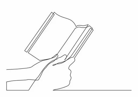 Continuous Line Drawing Two Hands Holding Book Vector Illust