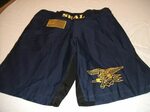 US NAVY SEAL SEALS BLUE / GOLD MMA PT S-T-COMP BOARD SHORTS 