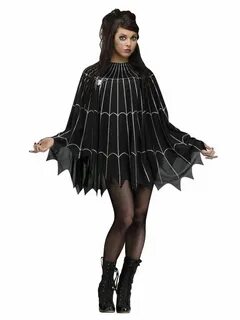 Fun World Womens Spider Web Poncho Costume Multi Standard --