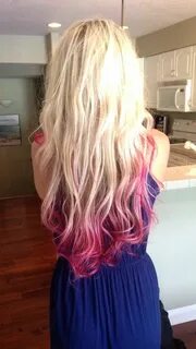Blonde hair with pink tips ☺ Blonde hair with pink tips, Pin