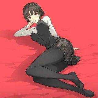 Safebooru - 1girl black hair black legwear highres long slee