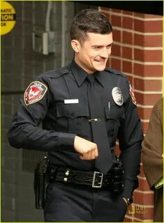 Handsome Orlando Bloom Dressed like a Police Officer for a M
