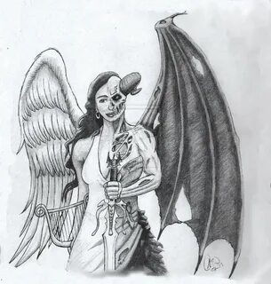 Drawn demon angel - Pencil and in color drawn demon angel Go