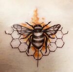 Black & Gray Bee Honey Comb Bee tattoo, Body art tattoos, Sm