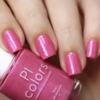 Hot Pink Nail Polish with Rainbow Micro Flakies Strawberry E