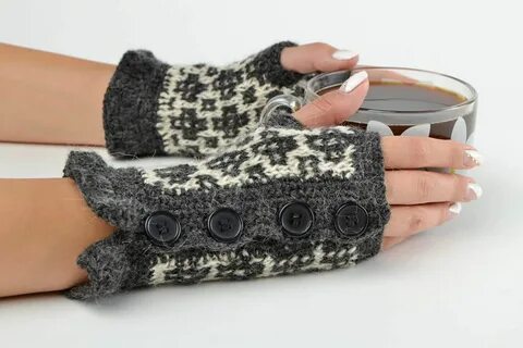 BUY Beautiful handmade crochet mittens wool mittens knitted 