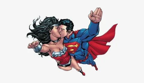 Fresco Kiss, - Superman N Wonder Women Kiss Transparent PNG 