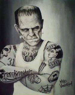 Tattooed Frankie Frankenstein tattoo, Rockabilly art, Franke
