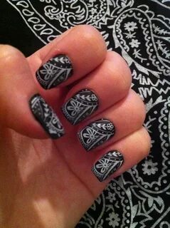 Bandana Nail Art #paisley Fall nail designs, Bandana nails, 