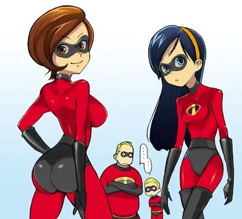 Safebooru - ass blue eyes bob parr bodysuit breasts brown ey