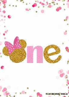 FREE Printable Pink and Gold Minnie Mouse 1st Birthday Invit