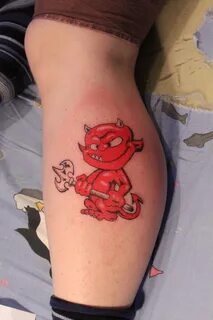 Little Devil Tattoo On Leg