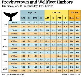 Tide Chart Jan. 30-Feb. 6, 2020 - The Provincetown Independe