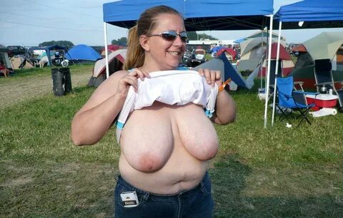 Mature plumpers showing their big tits on public event - Mat