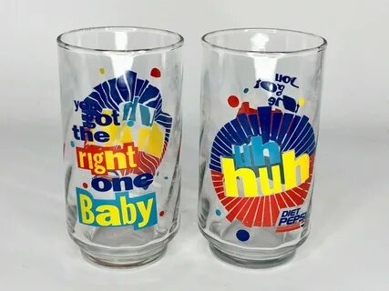 Vintage Pepsi UH HUH Diet Pepsi Glasses 12.25 ounce Ray Char