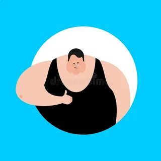 Fat Happy. Stout Guy Emoji. Vector Illustration Stock Vector