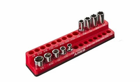 2 Metal Socket Tray with 1/4 3/8 & 1/2 Inch Clips Storage Ra