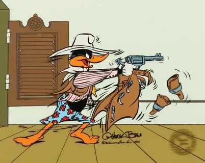 Sold Price: Chuck Jones signed "Daffy Duck" as a gunslinger 