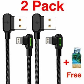 (2 Pack iPhone Bag) USB 90Â ° Right Angle Design For Gaming iPhone LED Ligh...