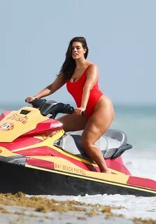 Ashley Graham in Red Swimsuit on a Jetski in Miami Indian Gi