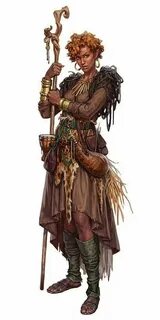 Female Half-Elf Druid or Shaman - Pathfinder PFRPG DND D&D 3