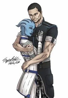 Лиара и Шепард - Фан-арт Mass Effect 3