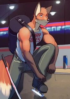 FurryBooru - anthro athletic backpack can canine fox fur ice