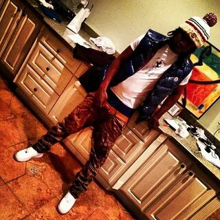 Chief Keef Wearing Blue Moncler Tib Vest, Moncler Hat & Herm