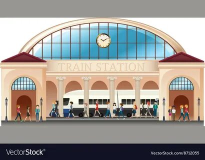 People at train station Royalty Free Vector Image