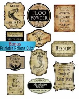 Realistic Harry Potter Labels, Potion bottles, Apothecary Ja