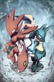 Scizor, Lucario, and Greninja Pokémon Pokemon, Pokemon art, 