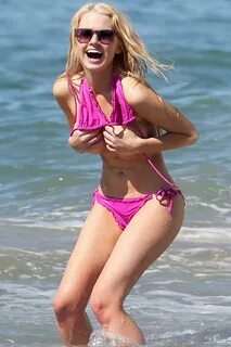 Anna Sophia Berglund lost her bikini top in the surf while d